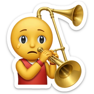 Emoji triste tocando el trombón sticker