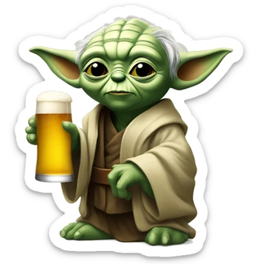 Yoda tomando cerveza sticker