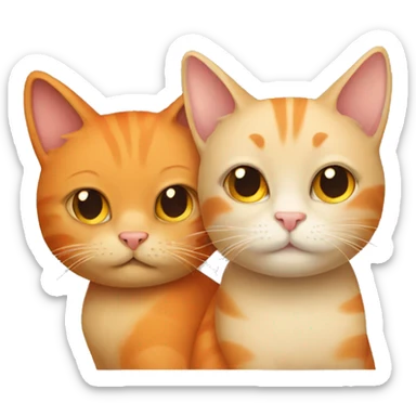 Beige cat and orange cat cuddling sticker