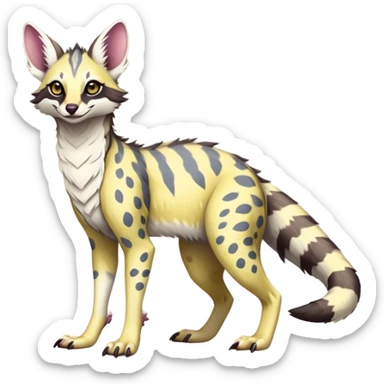 Feral Rare Fantasy light vibrant pastel warm-colored Vernid-Sergal-Genet-species by LiLaiRa, random markings, tufted ears, full body, 4 legs sticker