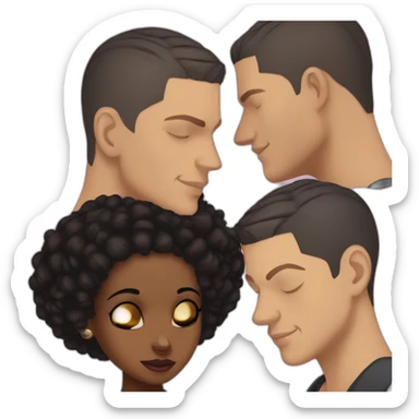wentworth miller kisses a black girl brown eyes and short black hair in a bun sticker