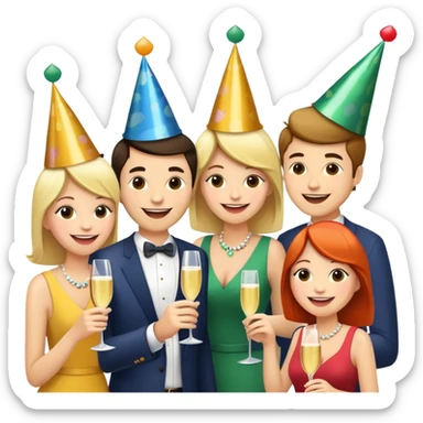 Happy characters mingling and socializing at a party sticker