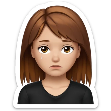 Roblox darians46 AVATARgirl whit brown hair and black shirt sad sticker
