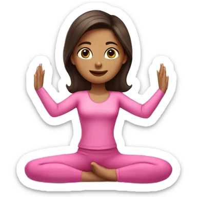Brunette girl in pink suit doing yoga sticker