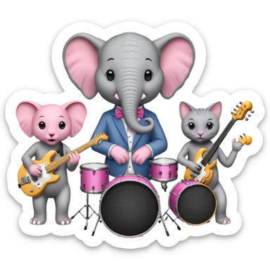 Horton Elephant and 2 Hairless cats trio music band sticker