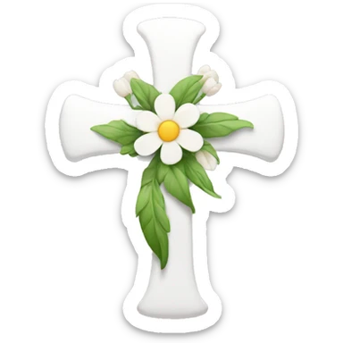 white-cross-with-flowers sticker