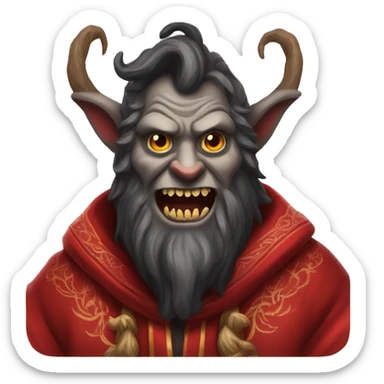 Krampus wearing a red robe sticker