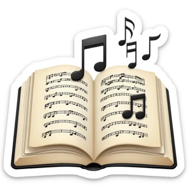 open book with musical notes above it sticker
