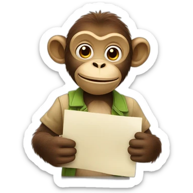 Monkey with report card  sticker