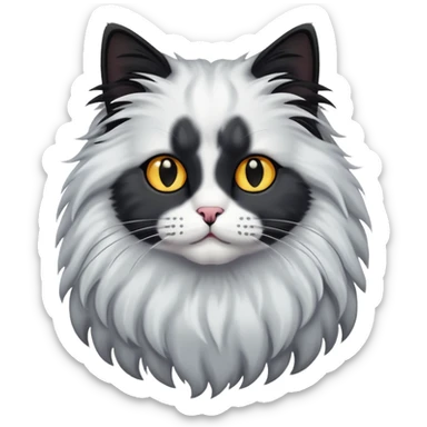 long haired cat black with black spot sticker