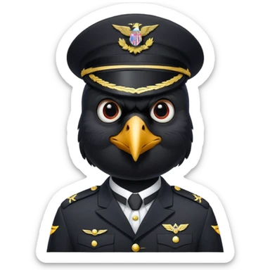 eine kleiner schwarzer rabe im military stil,   sticker