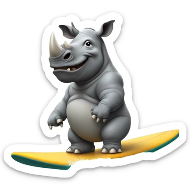 Rhino on surfboard  sticker