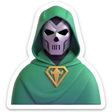 Doctor Doom with metal mask and green hood sticker
