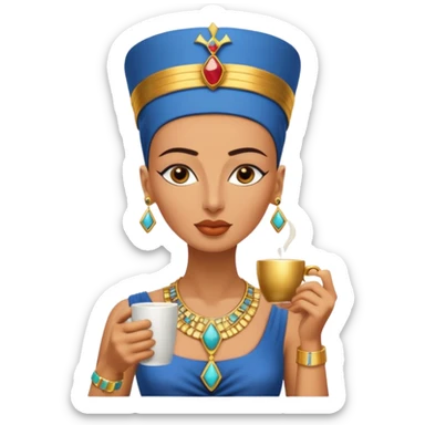 Nefertiti egypt woman drink coffee sticker