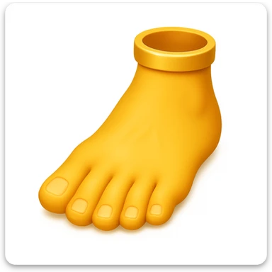 Make the foot emoji closer to the reference image in iOS emoji style. Match the same shape, color, and details with a smooth and shiny classic emoji look. Add a soft shadow. sticker