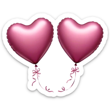 metallic heart-shaped balloons in burgundy and pink  sticker
