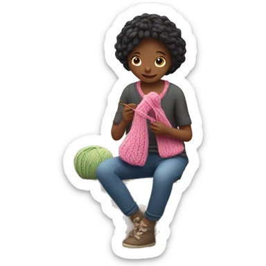 Girl knitting  sticker