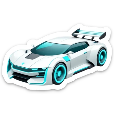futuristic white and cyan cyberpunk car sticker