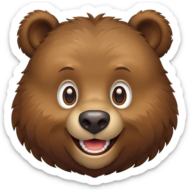Playful Russian brown bear head, grinning, front view sticker