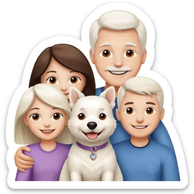 parents, daughter and a white dog sticker
