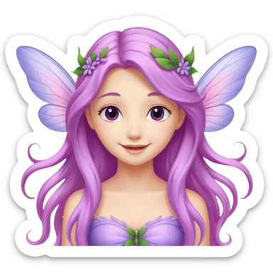 Lilac and pink fairy with wings but you can see her whole body and make her super pretty with long hair  sticker