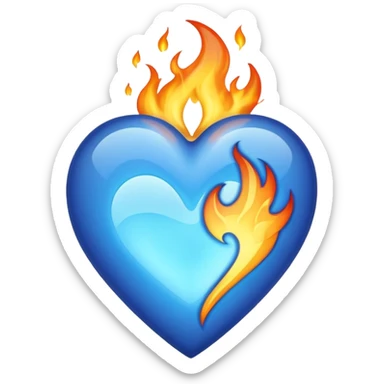 blue flaming heart  sticker