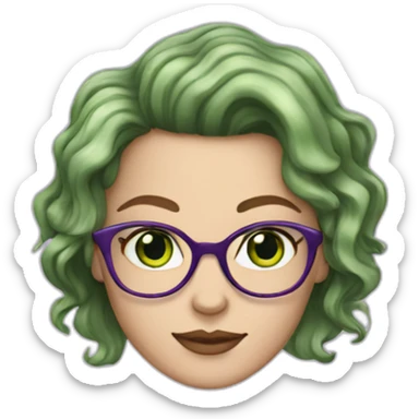 white-girl-purple-wavy-hair-green-eyes-square-glasses sticker