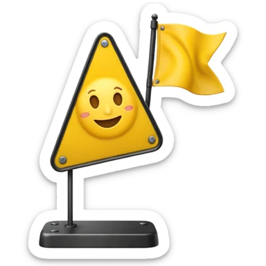 Apple emoji style yellow flag with a triangular shape on an iron base sticker
