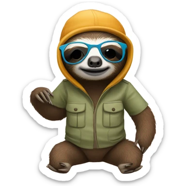 sloth with sunglasses and a fisherman's beanie sticker