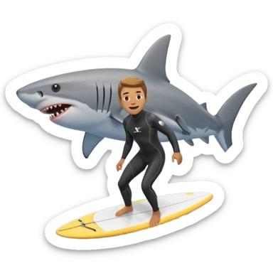 the shark next to people surfing sticker