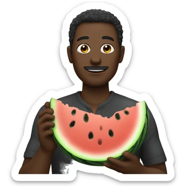 dark man holding some water melon sticker