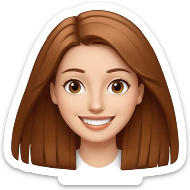 30 yr light brown hair long straight hair, brown eyes, big smile sticker