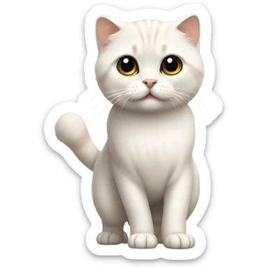 white scottish fold cat standing tall like a meerkat sticker