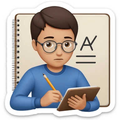 persona cuaderno apuntando sticker