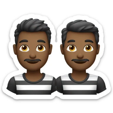 Dois homens abraçados com camisa de listras preta e branca  sticker