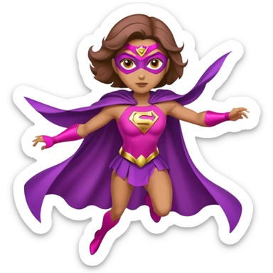 pink violet woman superhero flying sticker
