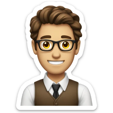 male nerd brown hair thumbs up sticker