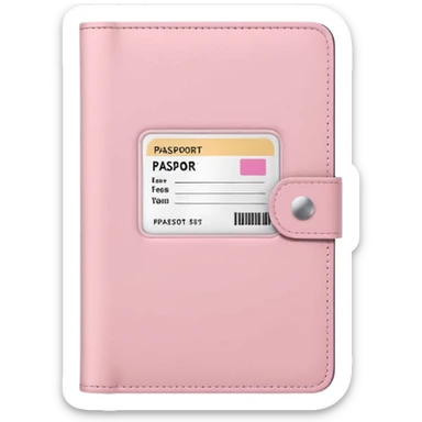 White passport cover with pastel pink boarding pass peeking out, clean composition sticker