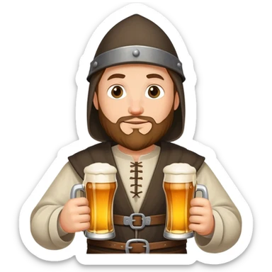 medieval pilgrim with bottle of beer sticker
