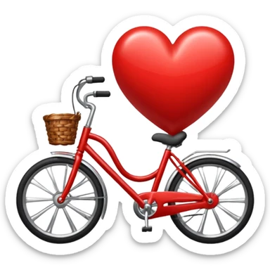 a heart riding a bicycle sticker
