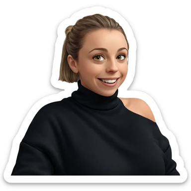 smiling girl in black sweater sticker
