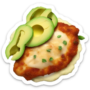 a chicken parmigiana with avocado no egg sticker