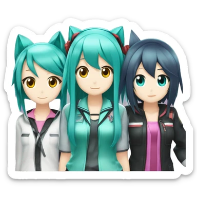 hatsune miku and kasane teto and akita neru, the triple baka squad sticker