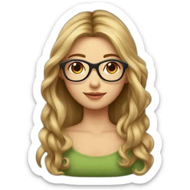 fille aux cheveux longs châtains avec des lunettes sticker