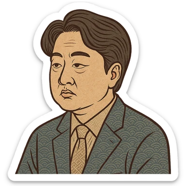 ukiyo-e style portrait of Lee Jun Seok, opposition leader sticker