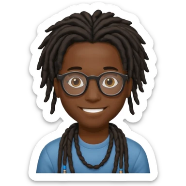 Boy with a locs hair on face put a glasses on and Black locs sticker