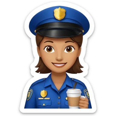 woman police holding coffee sticker