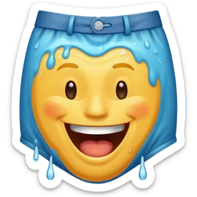 Man with wet spot on pants laughing sticker