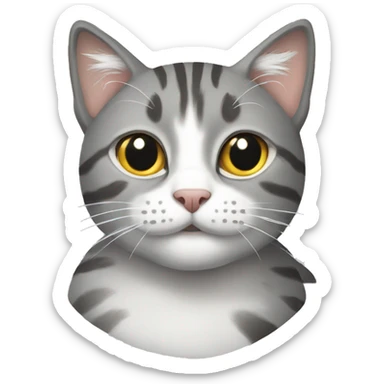 Grey tabby cat with white patches sticker