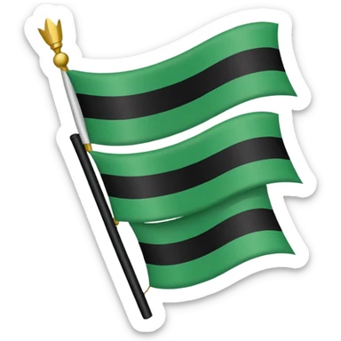A flag that is made of three horizontal bars. The top bar is black, the middle bar is green, and the bottom bar is white. There is black text that reads “ЦГР” sticker